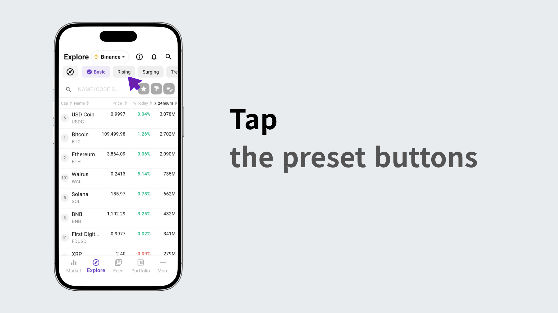 Clicking the top preset button to apply strategy settings