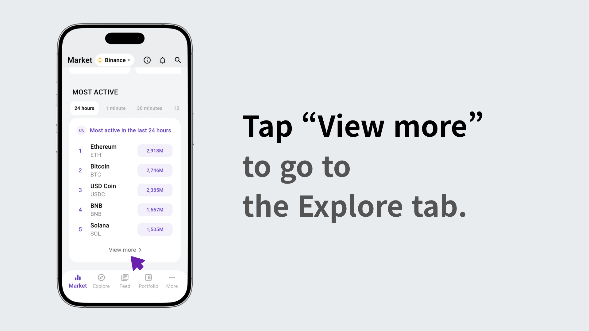 Navigating to the Explore tab via the More button