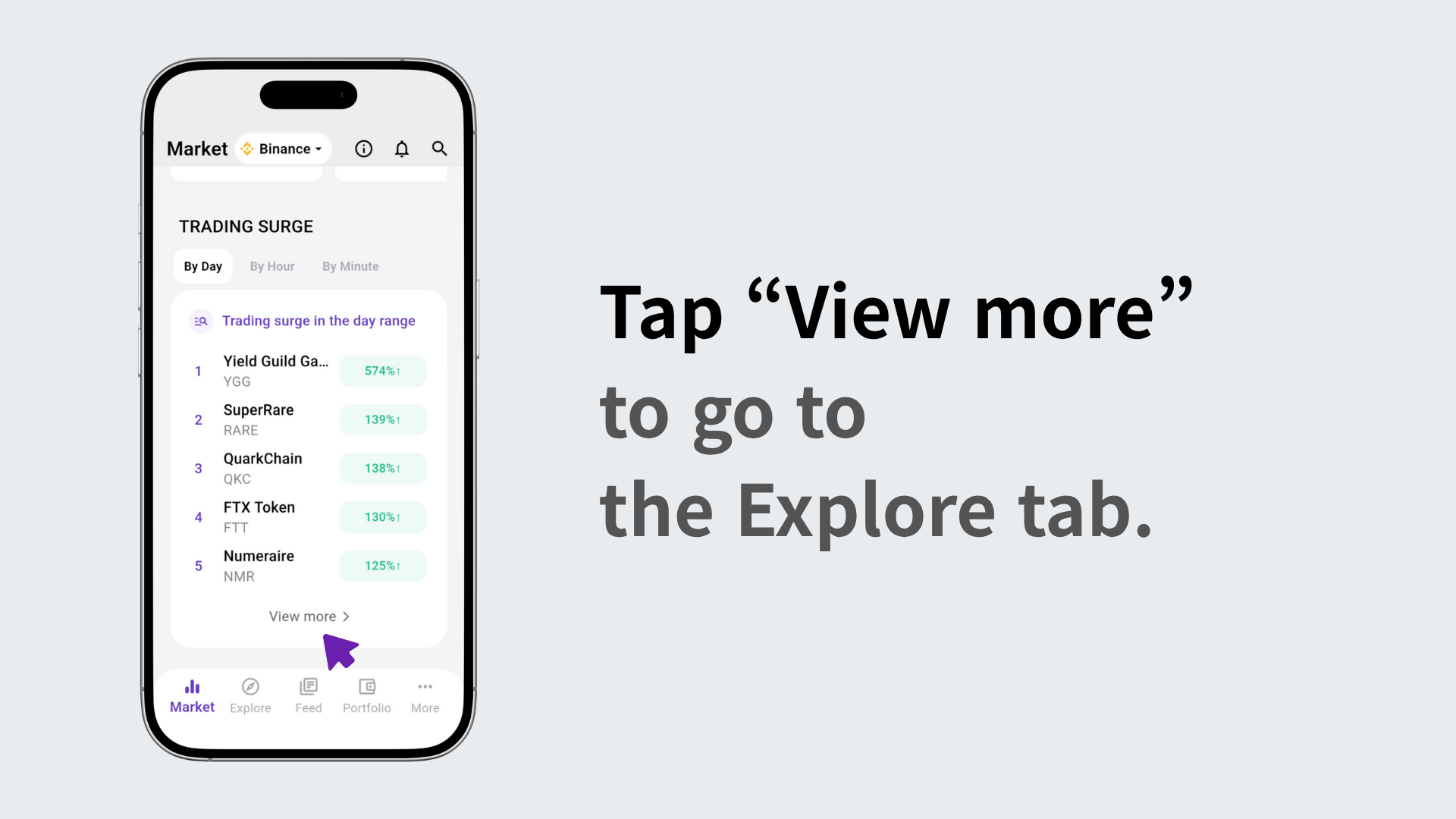 Navigating to the Explore tab via the More button