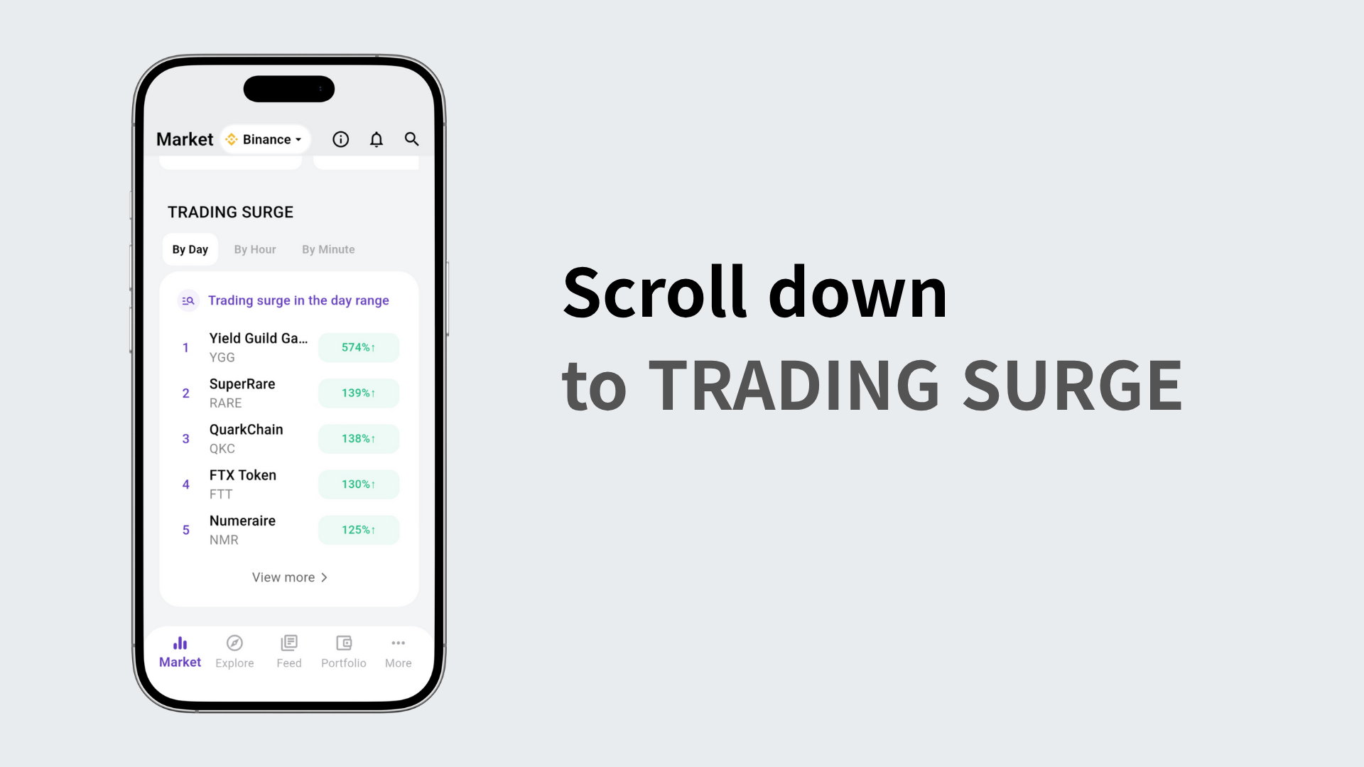 Scrolling the list down to the trading surge section