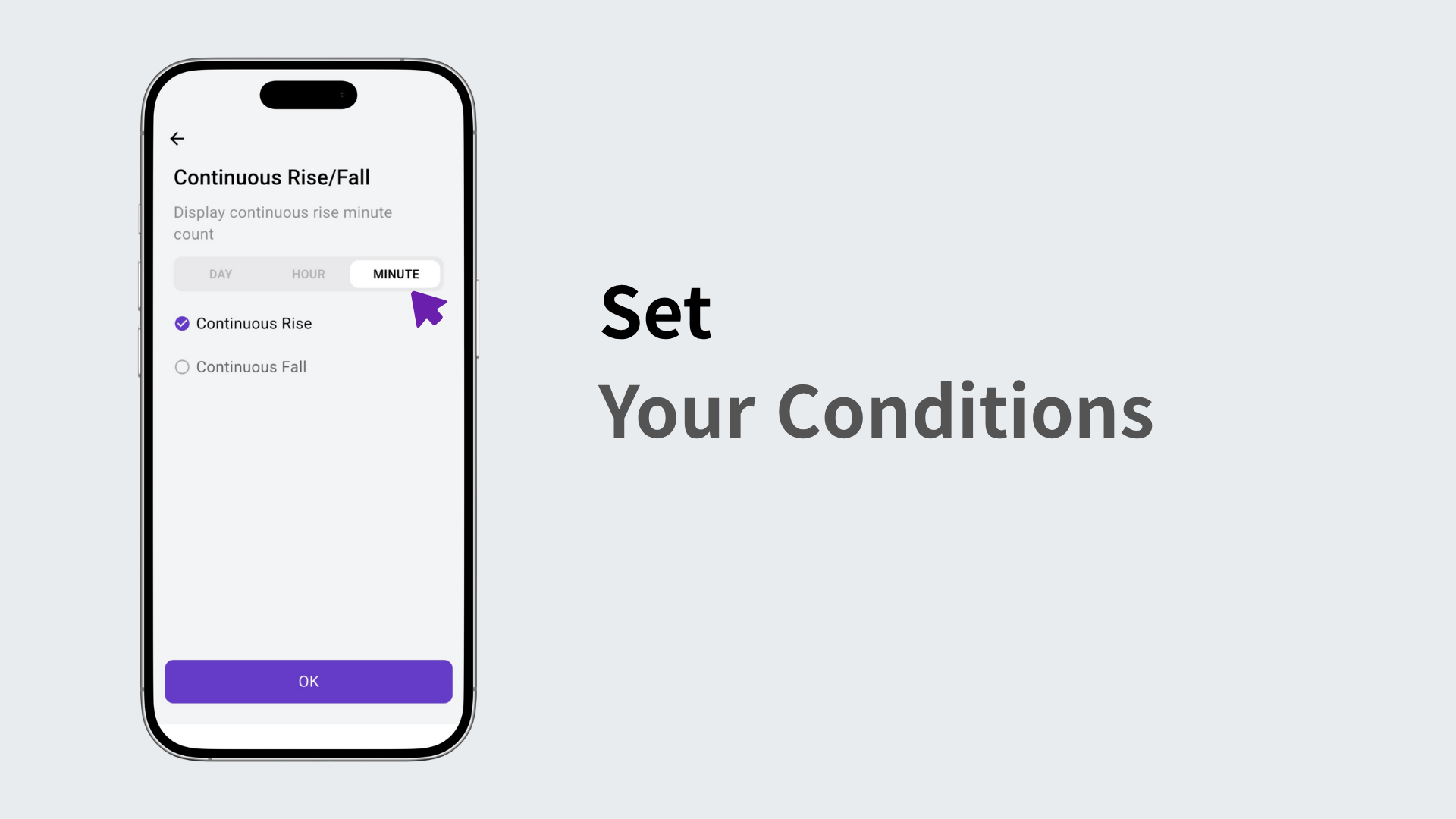 Selecting consecutive gains by minute