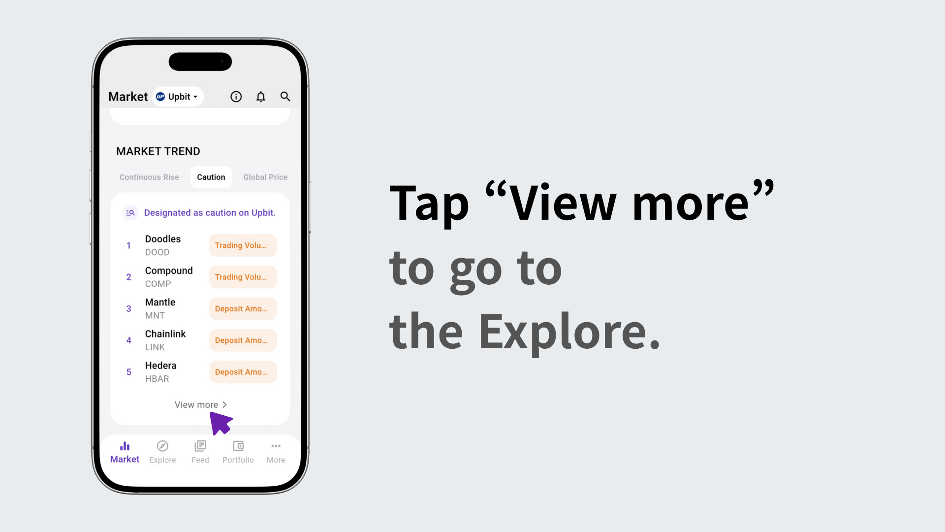 Navigating to the Explore tab via the More button