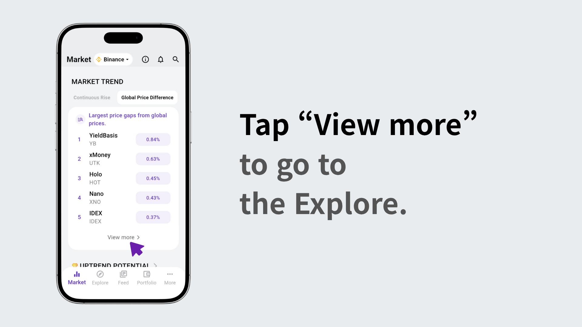 Navigating to the Explore tab via the More button