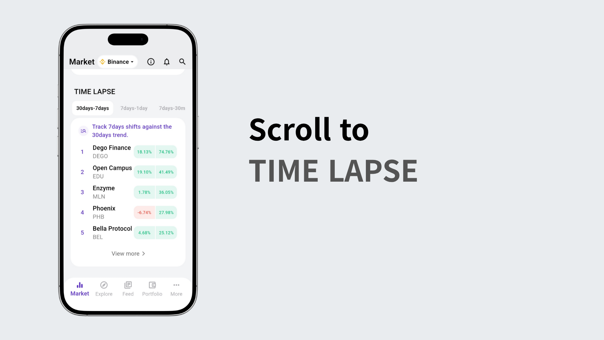 Scrolling the list down to the Timelapse section