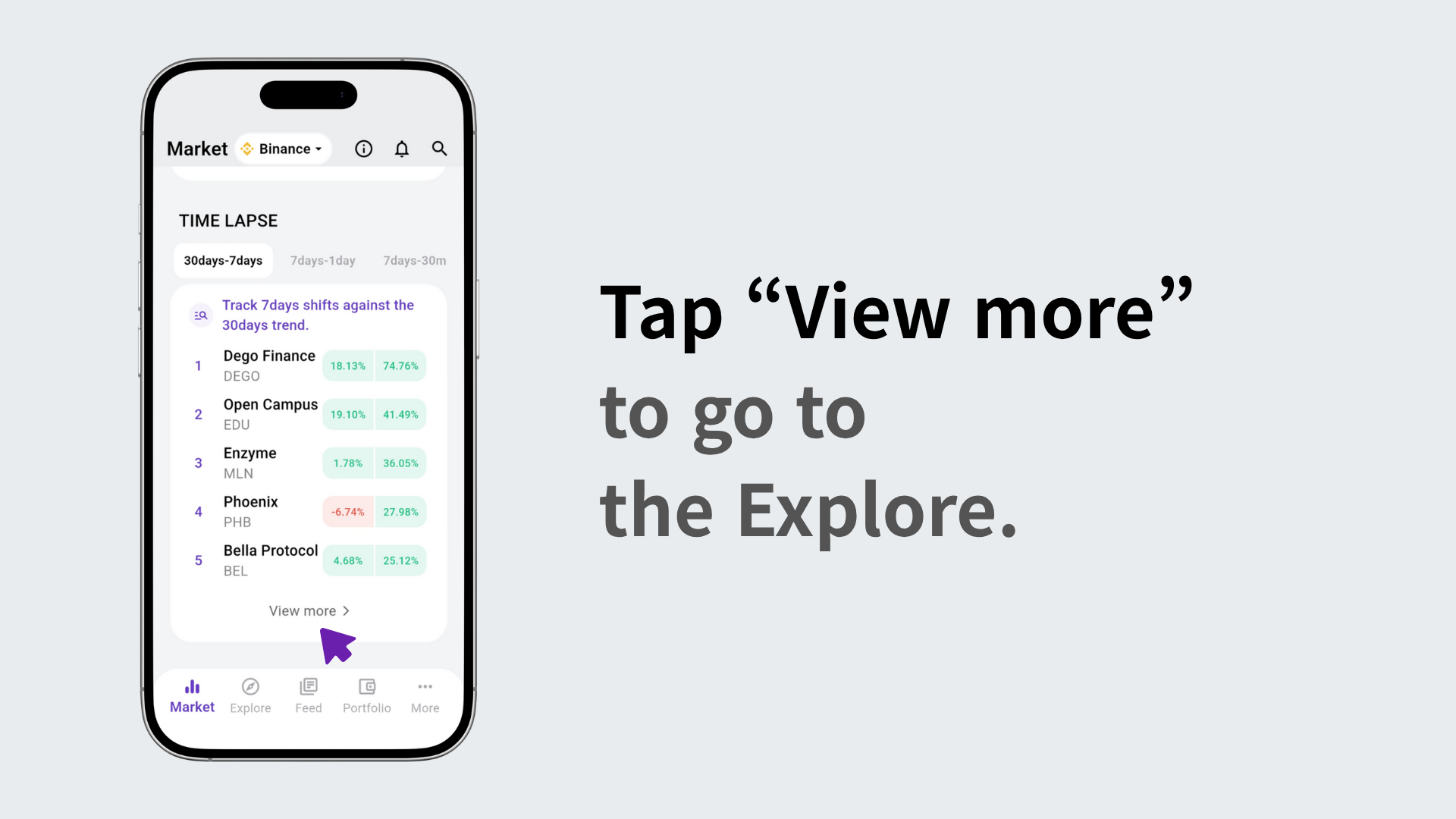 Navigating to the Explore tab via the More button