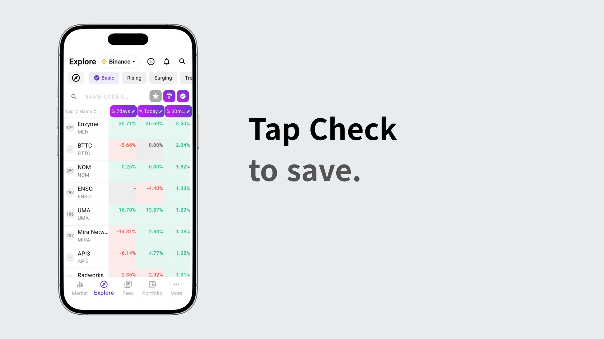 Tap Check to save