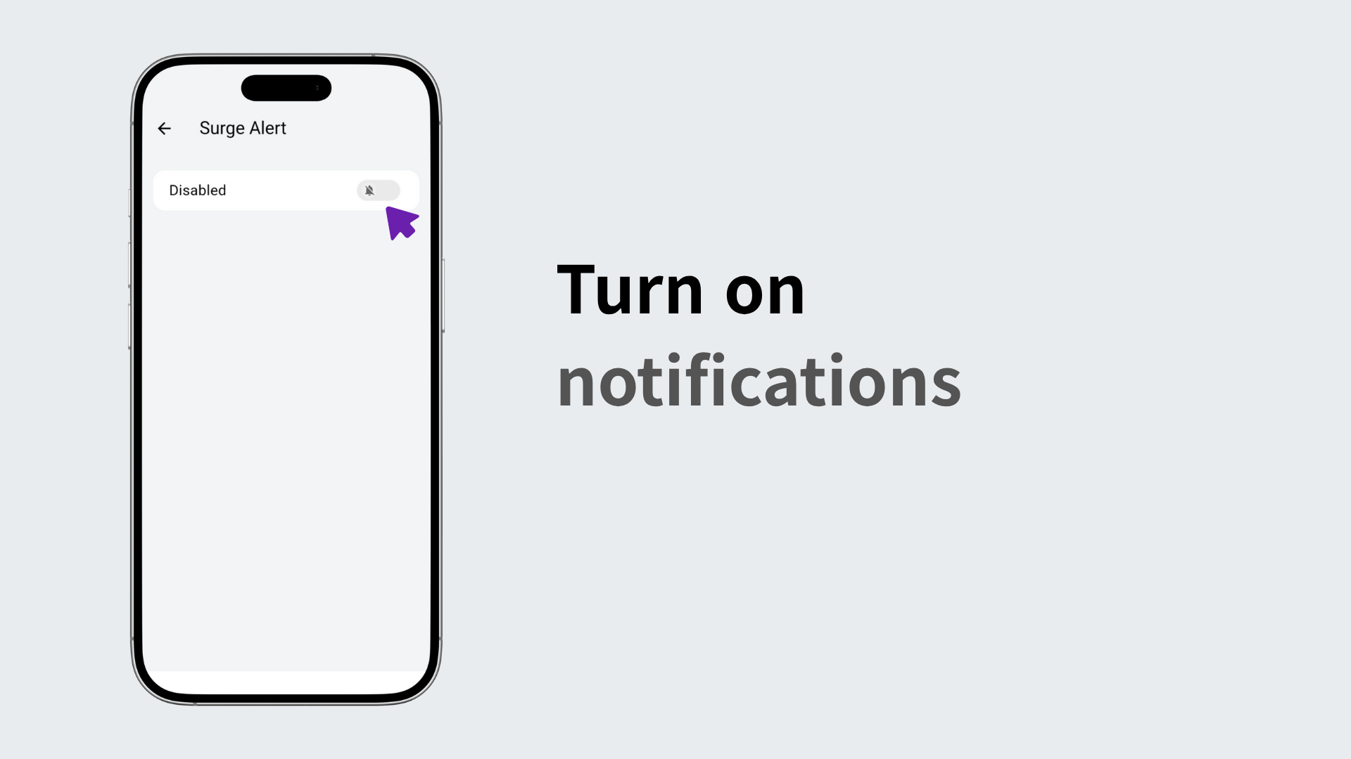Turning on the notification switch to enable alerts