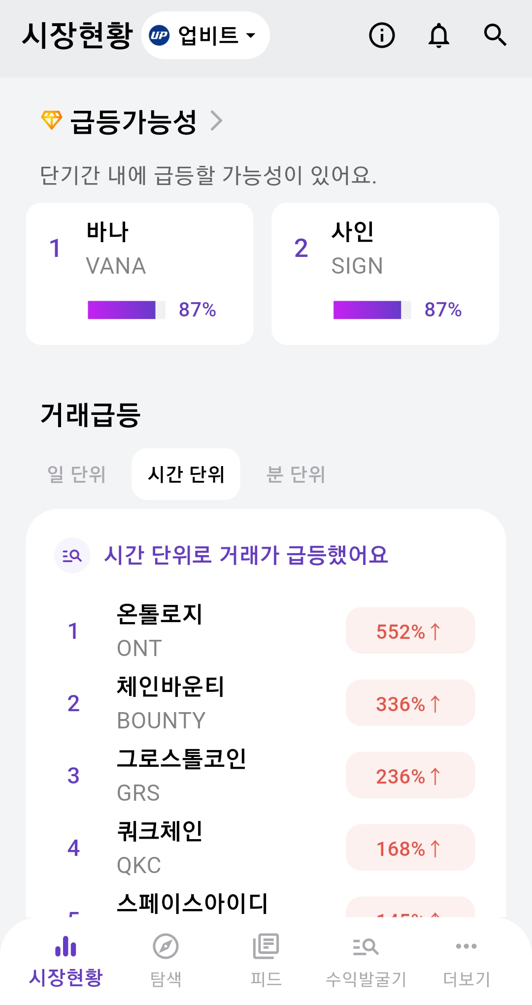 큐스피 코인 앱 AI 코인 분석을 통한 급등 코인 예측 스크린샷